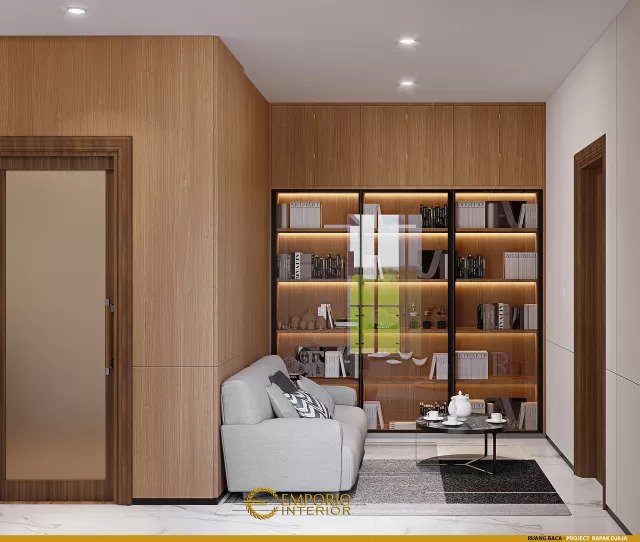 Desain Ruang Baca Rumah Modern 3 Lantai Bapak Djaja di Surabaya