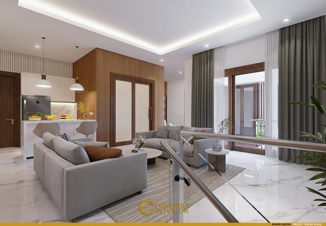 Desain Ruang Santai Rumah Modern 3 Lantai Bapak Djaja di Surabaya