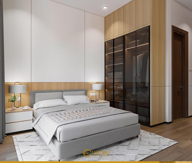 Desain Kamar Tidur Anak 1 Rumah Modern 3 Lantai Bapak Djaja di Surabaya