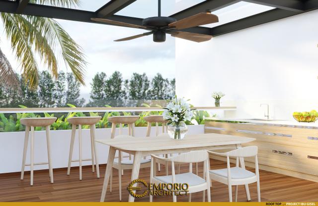 Desain Rooftop Rumah Modern 3 Lantai Ibu GSL di Jakarta Utara