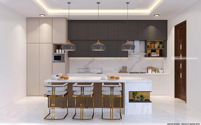 Desain Dapur Bersih Rumah Modern 3 Lantai Bapak Rito di NTT (Nusa Tenggara Timur)