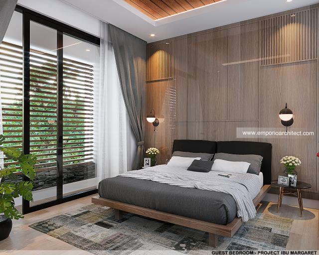 Desain Kamar Tidur Tamu Rumah Modern 3 Lantai Ibu Margaret di Jakarta