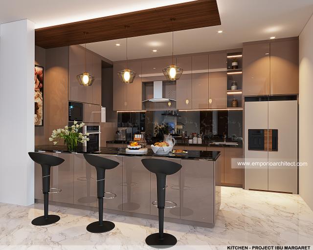 Desain Dapur Rumah Modern 3 Lantai Ibu Margaret di Jakarta