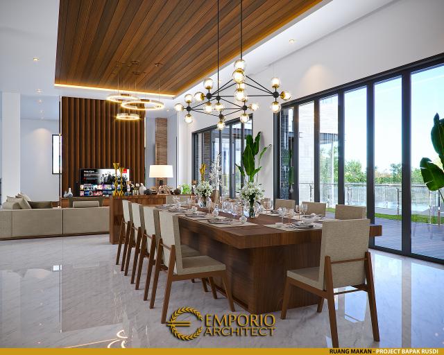 Desain Ruang Makan Rumah Modern 3 Lantai Bapak Rusdi di Padang, Sumatera Barat