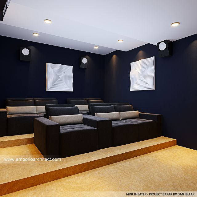 Desain Mini Theater Rumah Modern 3 Lantai Bapak IW dan Ibu AR di Bandung