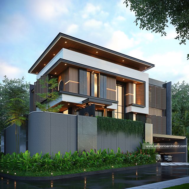 Desain Tampak Hook Rumah Modern 3 Lantai Bapak IW di Cipete, Jakarta Selatan