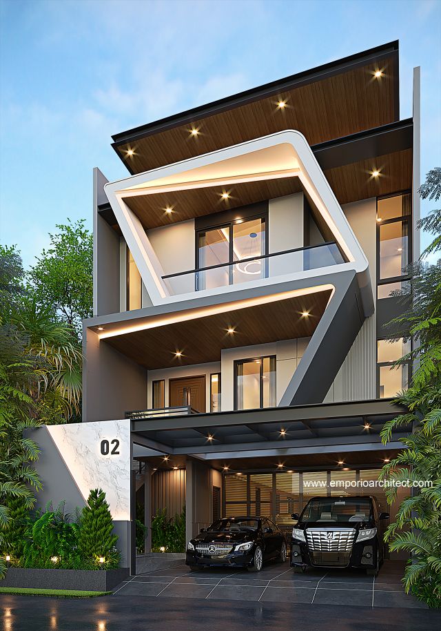 Gambar 1 Desain Rumah Modern 3 Lantai Bapak AZM di  Jakarta Selatan