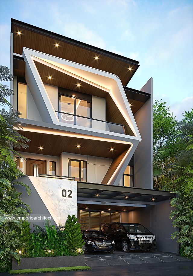 Gambar 2 Desain Rumah Modern 3 Lantai Bapak AZM di  Jakarta Selatan