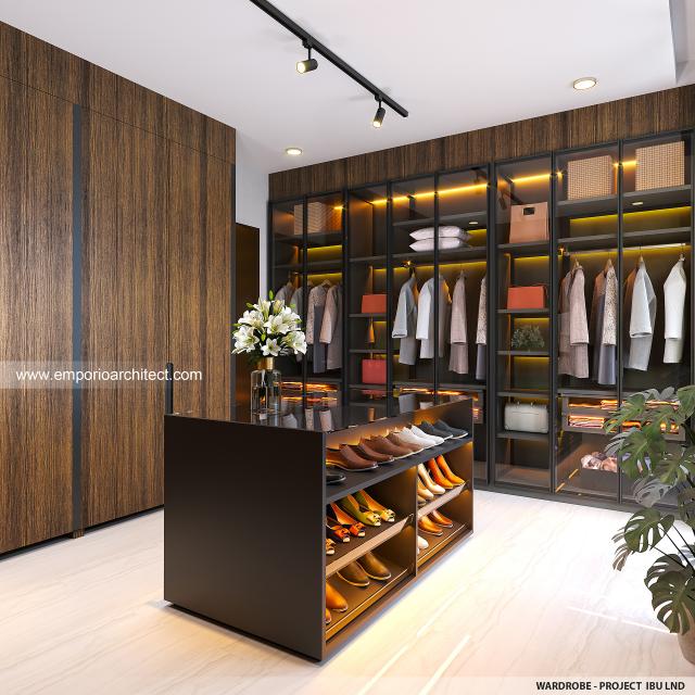 Desain Wardrobe Rumah Modern 3 Lantai Ibu LND di Alam Sutera, Tangerang