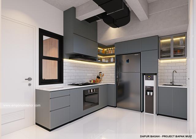 Desain Dapur Kotor Rumah Modern 3 Lantai Bapak Muiz di Cibubur, Jakarta Timur