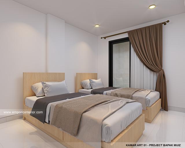 Desain Kamar Tidur ART Rumah Modern 3 Lantai Bapak Muiz di Cibubur, Jakarta Timur