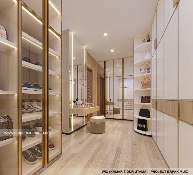 Desain Walk In Closet Rumah Modern 3 Lantai Bapak Muiz di Cibubur, Jakarta Timur