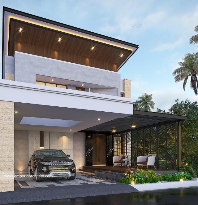 Desain Tampak Depan 2 Rumah Modern 3 Lantai Bapak Aldy di Tabanan, Bali