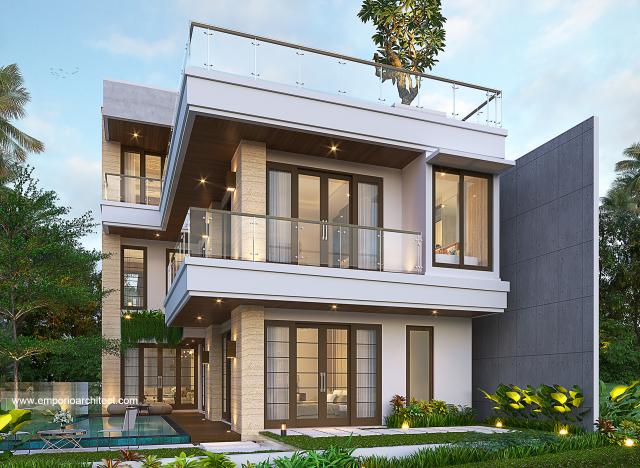 Desain Tampak Belakang Rumah Modern 3 Lantai Bapak Aldy di Tabanan, Bali