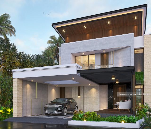 Desain Rumah Modern 3 Lantai Bapak Aldy di Tabanan, Bali - Tampak Depan