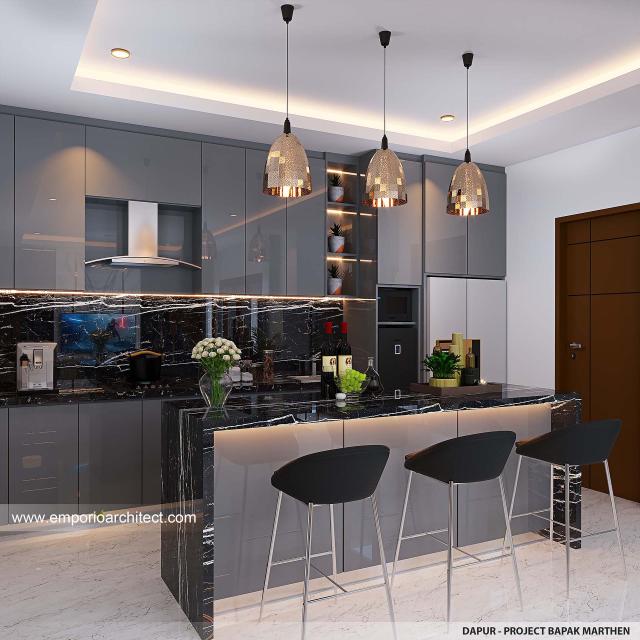 Desain Dapur Rumah Modern 3 Lantai Bapak RYM di Makassar