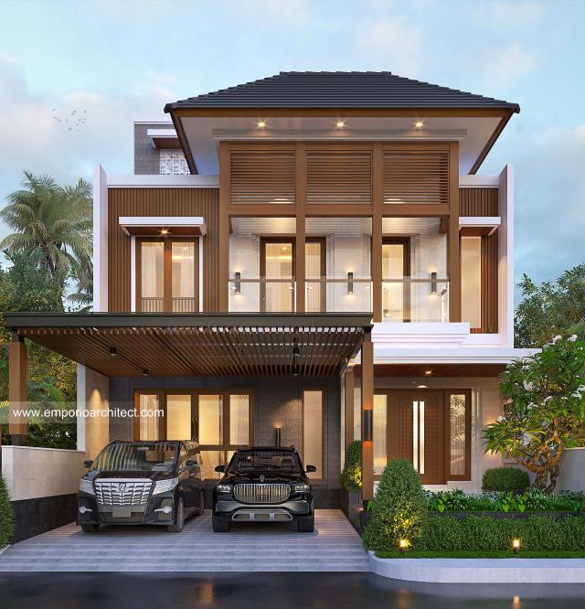 Desain Tampak Depan 3 Rumah Modern 3 Lantai Bapak RYM di Makassar