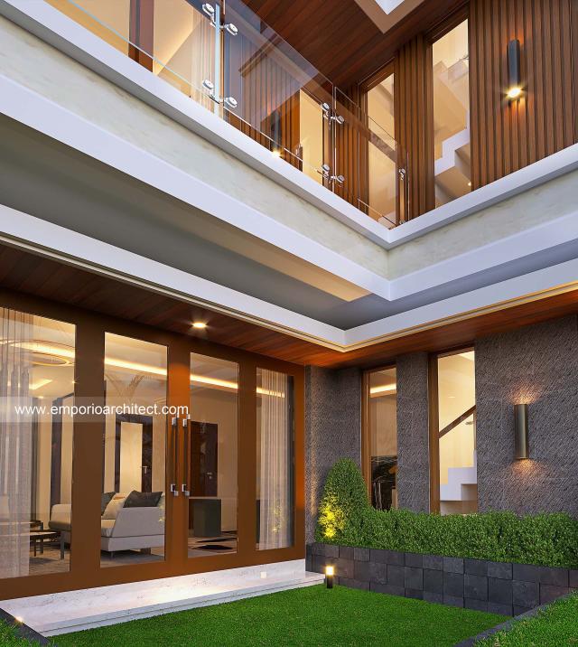 Desain Tampak Detail Belakang Rumah Modern 3 Lantai Bapak RYM di Makassar