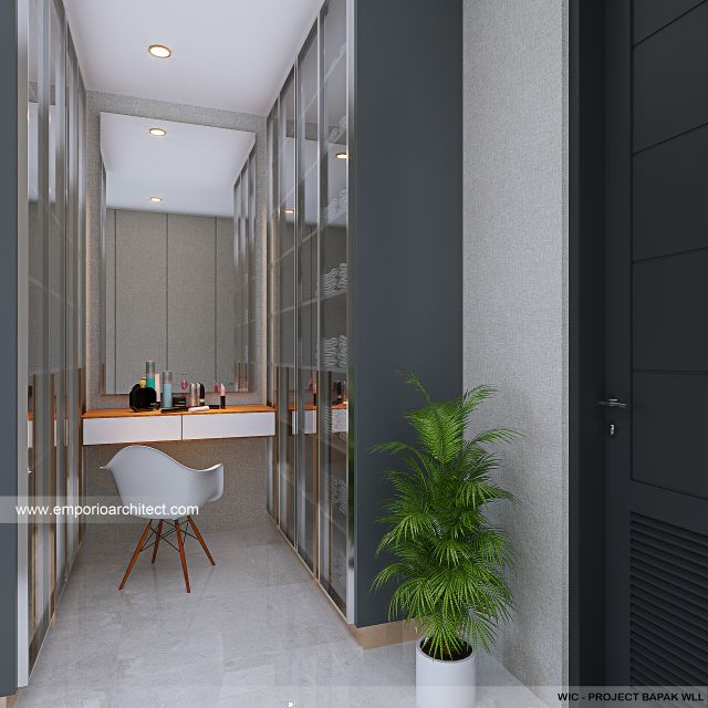 Desain Walk In Closet Rumah Modern 3 Lantai Bapak WLL di Bandung