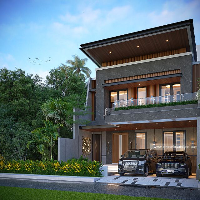 Desain Tampak Depan 3 Rumah Modern 3 Lantai Bapak WLL di Bandung