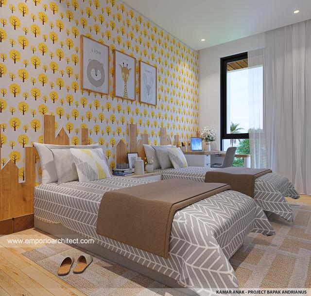 Desain Kamar Tidur Anak Rumah Modern 3 Lantai Bapak Andrianus di Jakarta