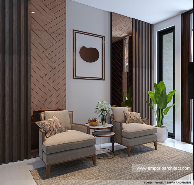 Desain Foyer Rumah Modern 3 Lantai Bapak Andrianus di Jakarta