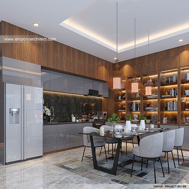 Desain Dapur Rumah Modern 3 Lantai Ibu RN di Bandung