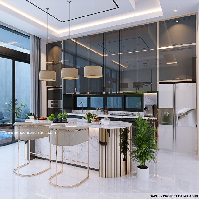 Desain Dapur Rumah Modern 3 Lantai Bapak AGS di Jakarta