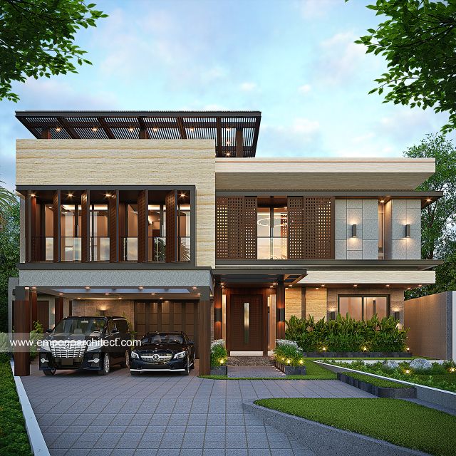 Desain Rumah Modern 3 Lantai Bapak JMS di Jayapura, Papua - Tampak Depan