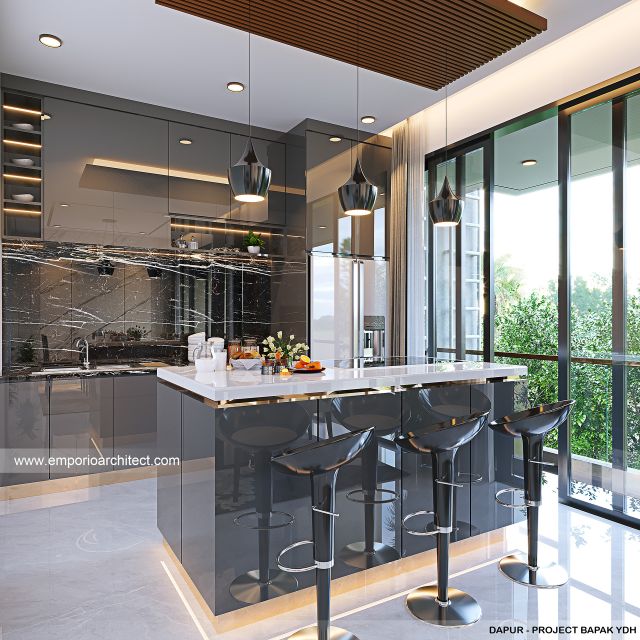 Desain Dapur Rumah Modern 3 Lantai Bapak YDH di Jakarta Barat