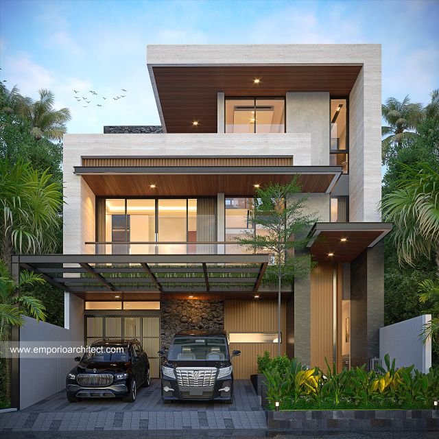 Desain Rumah Modern 3 Lantai Bapak RDY II di Jakarta Barat - Tampak Depan