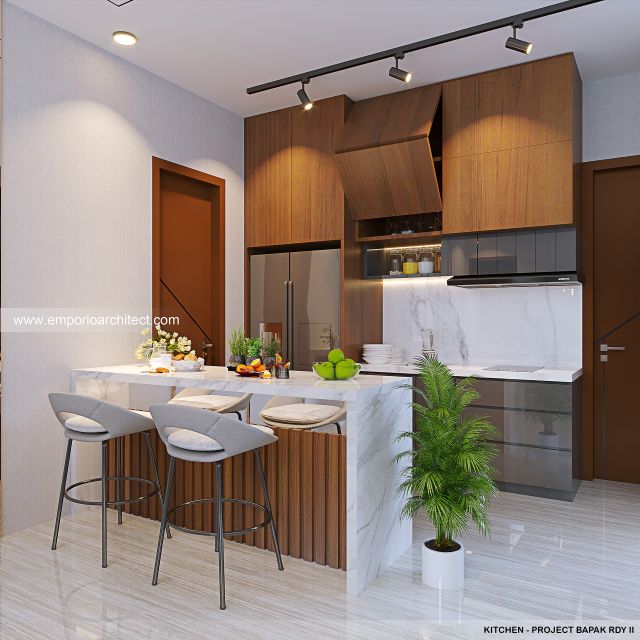 Desain Dapur Rumah Modern 3 Lantai Bapak RDY II di Jakarta Barat