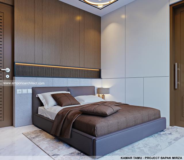 Desain Kamar Tidur Tamu Rumah Modern 3 Lantai Bapak Mirza di Tangerang