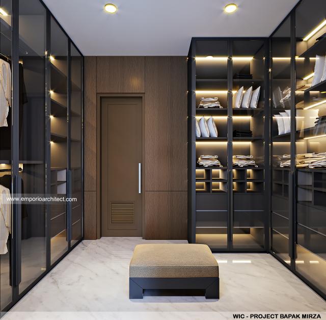 Desain Walk In Closet Rumah Modern 3 Lantai Bapak Mirza di Tangerang