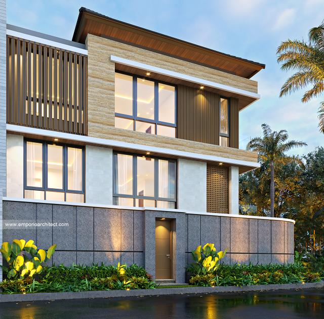 Desain Tampak Samping Rumah Modern 3 Lantai Bapak Mirza di Tangerang