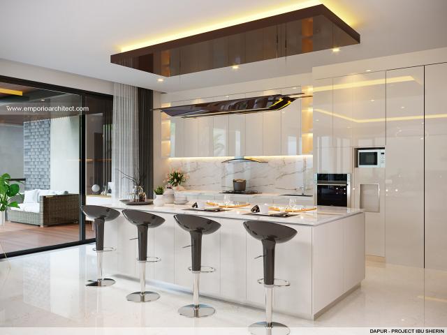 Desain Dapur Rumah Modern 3 Lantai Ibu SHR di BSD, Tangerang Selatan