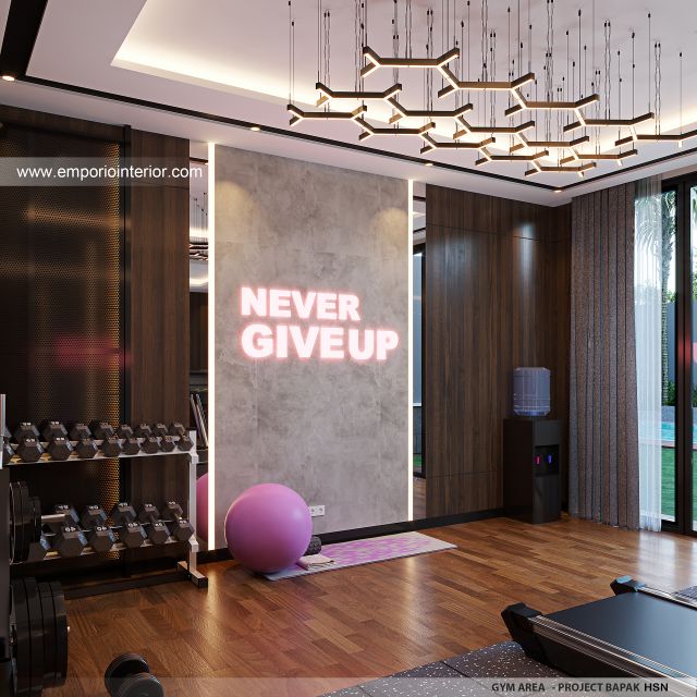 Desain Area Gym Rumah Modern 3 Lantai Bapak HSN di BSD, Tangerang Selatan