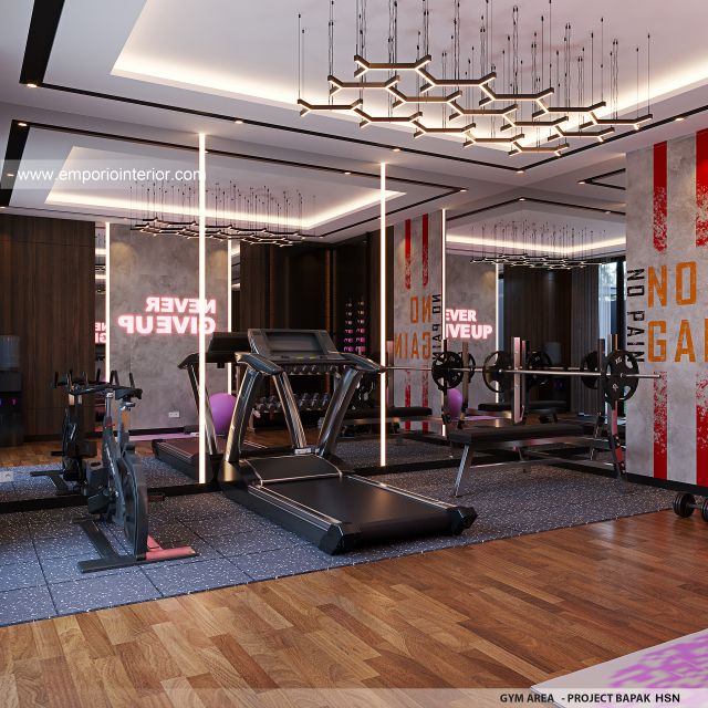 Desain Area Gym Rumah Modern 3 Lantai Bapak HSN di BSD, Tangerang Selatan