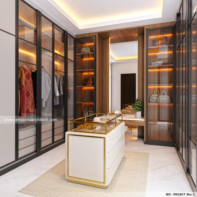 Desain Walk In Closet Rumah Modern 3 Lantai Mrs. J di Surabaya