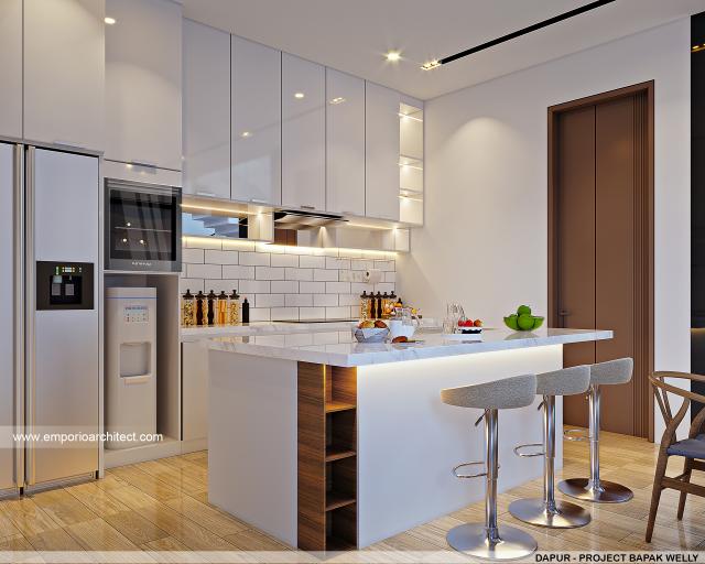 Desain Dapur Rumah Modern 3 Lantai Bapak Welly di Balikpapan