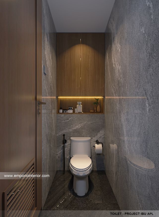 Desain Toilet Rumah Modern 3 Lantai Ibu APL di Jakarta Timur