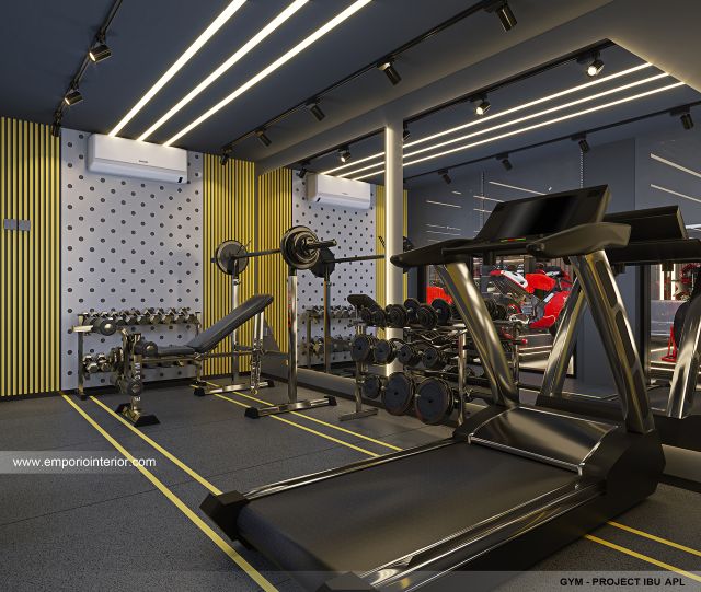 Desain Ruang Gym Rumah Modern 3 Lantai Ibu APL di Jakarta Timur