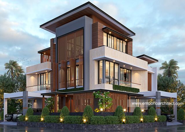 Desain Rumah Modern 3 Lantai Ibu LVA di Alam Sutera Palmyra, Tangerang Selatan - Tampak Hook