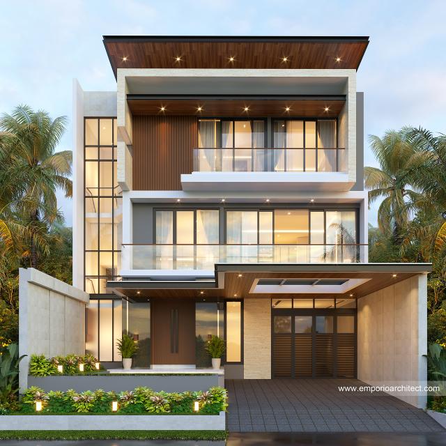 Desain Tampak Depan 3 Rumah Modern 3 Lantai Bapak RCK di Kelapa Gading, Jakarta