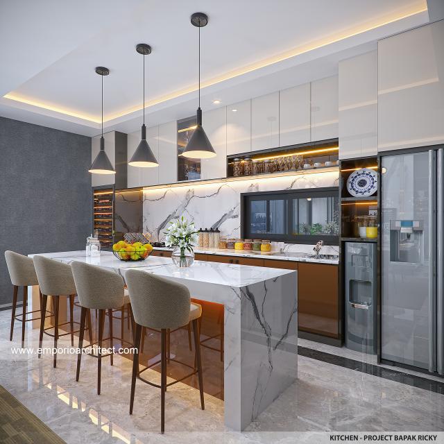 Desain Dapur Rumah Modern 3 Lantai Bapak RCK di Kelapa Gading, Jakarta