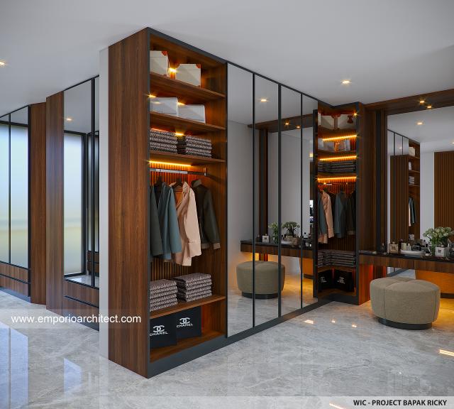 Desain Walk In Closet Rumah Modern 3 Lantai Bapak RCK di Kelapa Gading, Jakarta