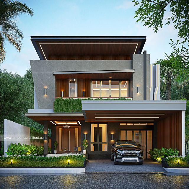 Desain Tampak Depan 3 Rumah Modern 3 Lantai Bapak CTP di Surabaya