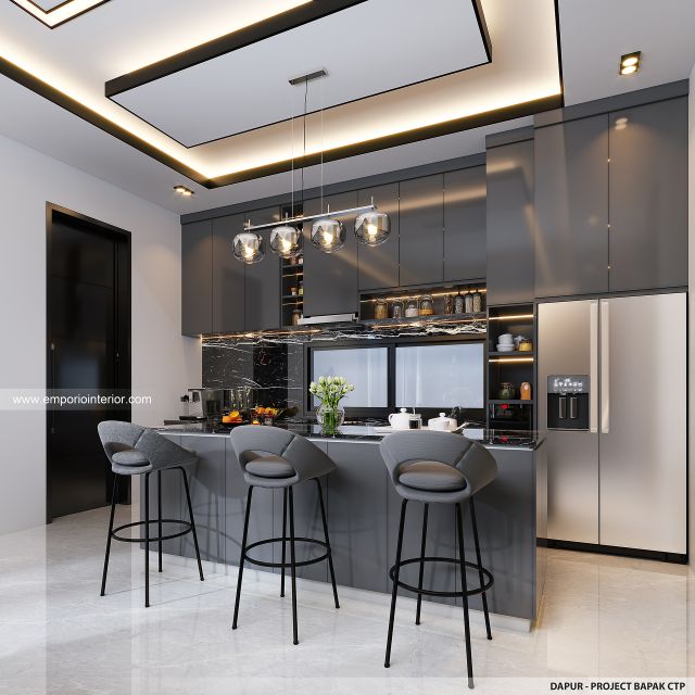 Desain Dapur Rumah Modern 3 Lantai Bapak CTP di Surabaya