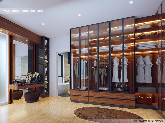 Desain Walk In Closet Rumah Modern 3 Lantai Bapak GVN di Jakarta