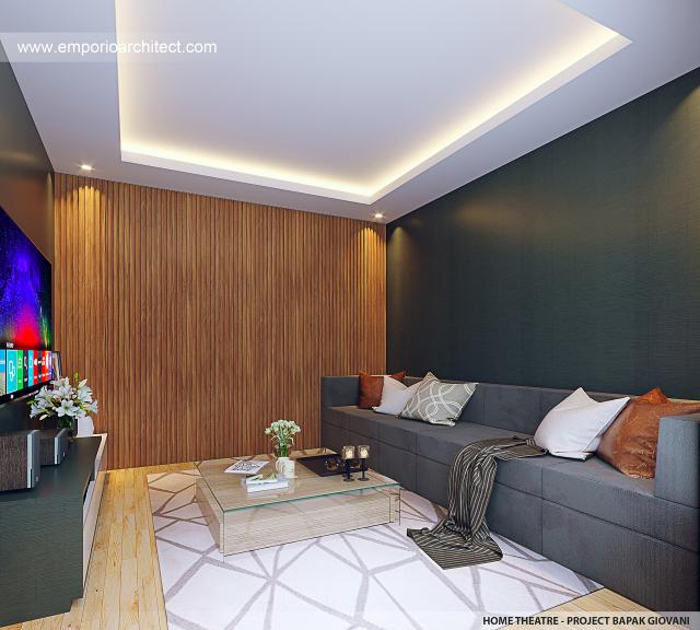 Desain Home Theatre Rumah Modern 3 Lantai Bapak GVN di Jakarta